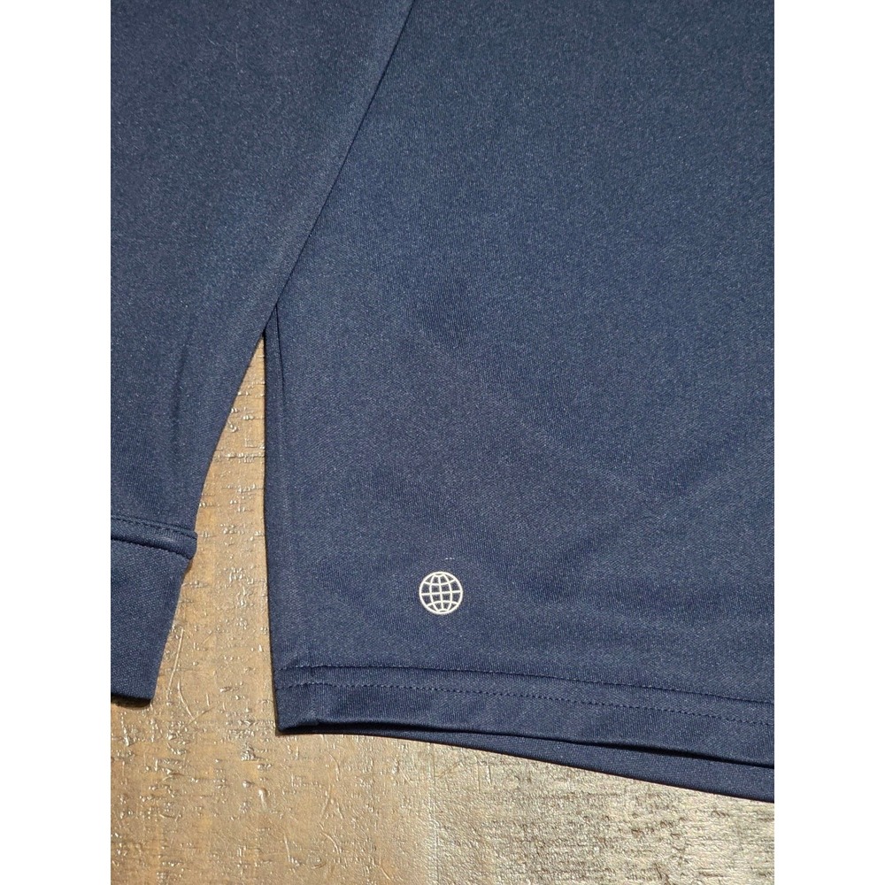 Adidas Long Sleeve Performance Polo Shirt Navy Blue - Picture 3 of 9
